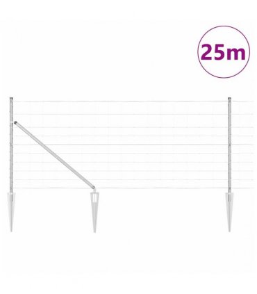 vidaXL Welded Wire Fence with Spikes 25 x 1 m Galvanised Steel Silver
