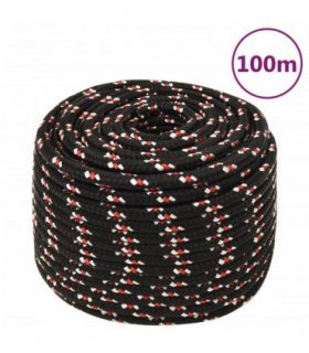vidaXL Boat Rope Black 12 mm 100 m Polypropylene