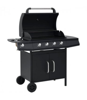 vidaXL Gas Barbecue Grill 4+1 Cooking Zone Black Steel