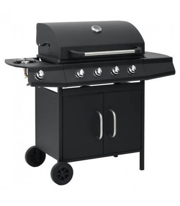 vidaXL Gas Barbecue Grill 4+1 Cooking Zone Black Steel