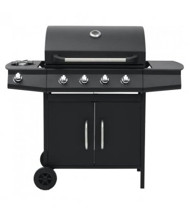 vidaXL Gas Barbecue Grill 4+1 Cooking Zone Black Steel