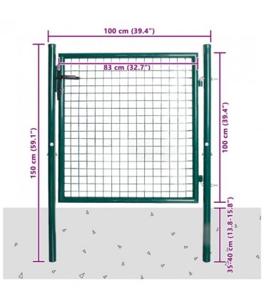 vidaXL Single Door Fence Gate 100x100 cm Powder-Coated Steel