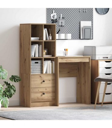 vidaXL Desk with Drawer with Shelf with Storage 2 pcs Artisan Oak