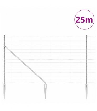 vidaXL Welded Wire Fence with Spikes 25 x 1.4 m Galvanised Steel Mesh