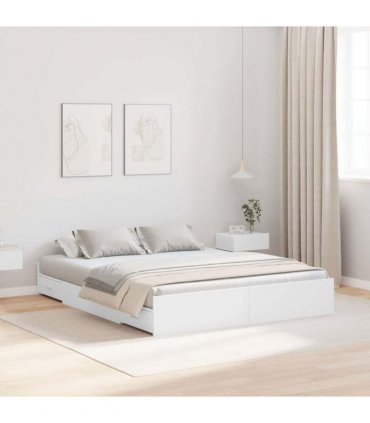 vidaXL Storage Bed Frame White 160 x 200 cm Engineered Wood