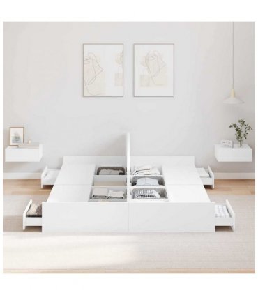 vidaXL Storage Bed Frame White 160 x 200 cm Engineered Wood