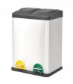 vidaXL Recycling Pedal Bin Garbage Trash Bin Stainless Steel 36 L