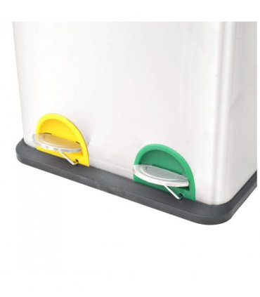 vidaXL Recycling Pedal Bin Garbage Trash Bin Stainless Steel 36 L