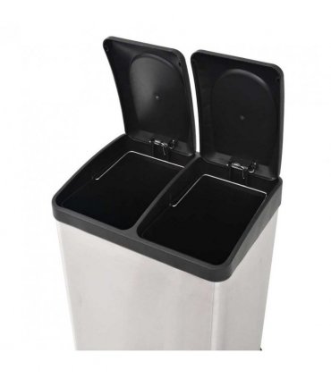 vidaXL Recycling Pedal Bin Garbage Trash Bin Stainless Steel 36 L