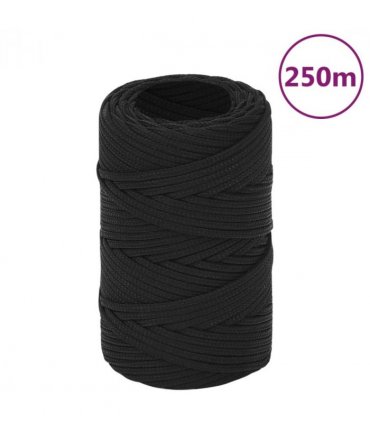 vidaXL Boat Rope Full Black 2 mm 250 m Polypropylene