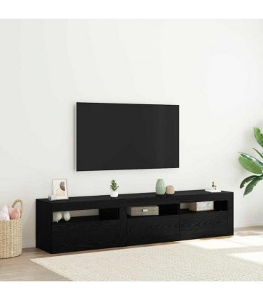 vidaXL TV Cabinet 2 pcs Black Oak 180 x 35 x 40 cm Engineered Wood