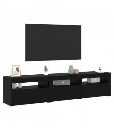 vidaXL TV Cabinet 2 pcs Black Oak 180 x 35 x 40 cm Engineered Wood