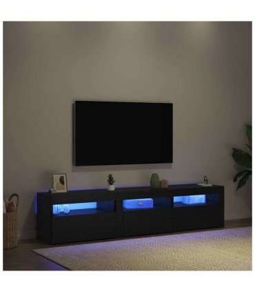 vidaXL TV Cabinet 2 pcs Black Oak 180 x 35 x 40 cm Engineered Wood