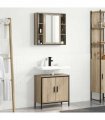 vidaXL Bathroom Furniture Set with Shelf 2 pcs Brown Engineered wood