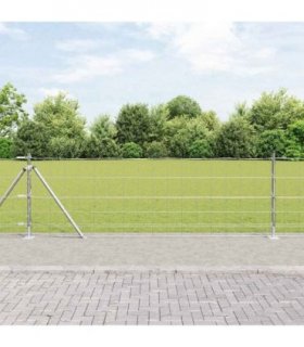 vidaXL Welded Wire Fence with Concrete Base 50 x 0.8 m Silver Mesh