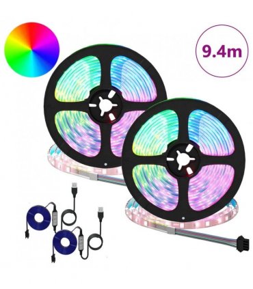 vidaXL LED Strip 2 pcs Black and Transparent 4700 mm