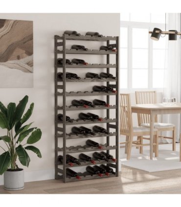 vidaXL Wine Rack for 77 Bottles Grey Solid Wood Pine