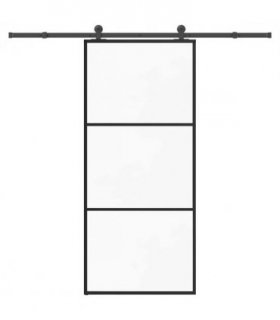 vidaXL Sliding Door with Hardware Set 90x205 cm ESG Glass&Aluminium