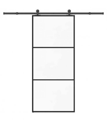 vidaXL Sliding Door with Hardware Set 90x205 cm ESG Glass&Aluminium