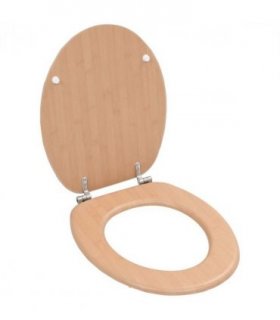 vidaXL WC Toilet Seat with Lid MDF Bamboo Design