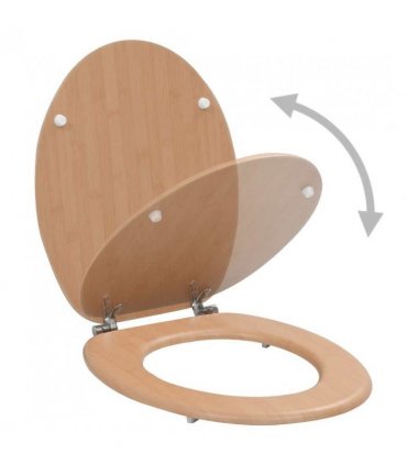 vidaXL WC Toilet Seat with Lid MDF Bamboo Design