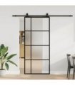 vidaXL Sliding Door with Hardware Set Black 90x205 cm ESG Glass