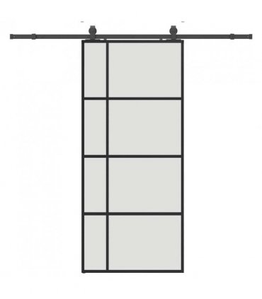 vidaXL Sliding Door with Hardware Set Black 90x205 cm ESG Glass