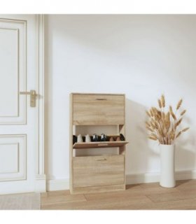 vidaXL Shoe Cabinet Oak 59x17x108 cm Engineered Wood