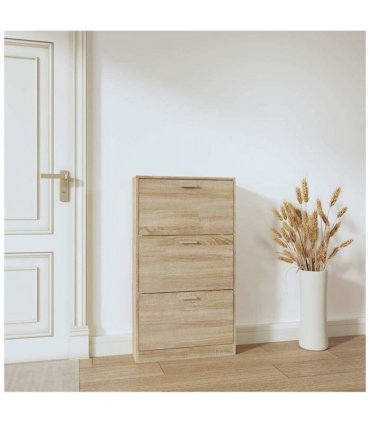 vidaXL Shoe Cabinet Oak 59x17x108 cm Engineered Wood