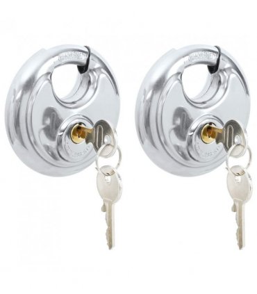 vidaXL Discus Locks with Keys 2 pcs Silver 8 x 2.8 x 8 cm