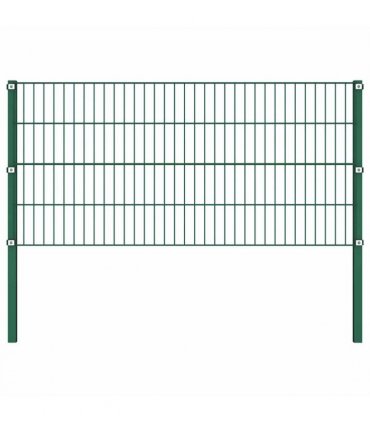 vidaXL Fence Panel with Posts Iron 176.5x80 cm Green