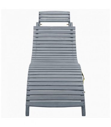 vidaXL Sun Lounger | Grey wash | Solid acacia wood | Standard Sun Lounger Size