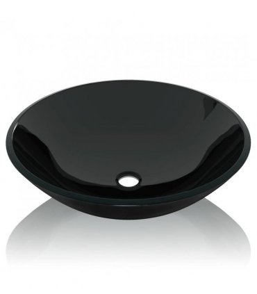 vidaXL Basin Tempered Glass 42 cm Black
