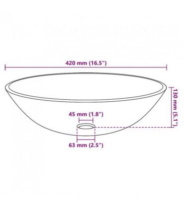 vidaXL Basin Tempered Glass 42 cm Black