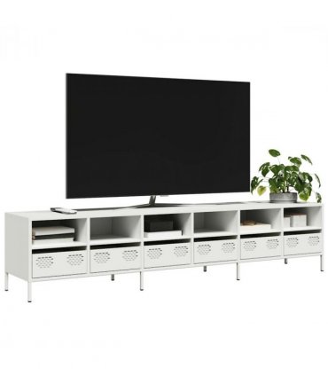 vidaXL TV Cabinet White 202x39x43.5 cm Cold-rolled Steel