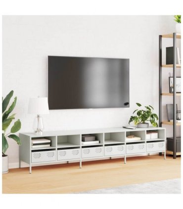vidaXL TV Cabinet White 202x39x43.5 cm Cold-rolled Steel