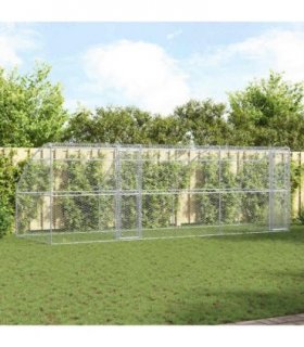 vidaXL Dog Kennel 3 pcs Silver 6 x 2 x 2 m Galvanised steel