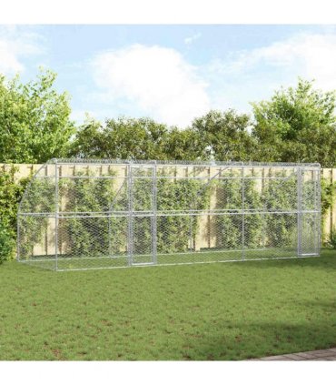 vidaXL Dog Kennel 3 pcs Silver 6 x 2 x 2 m Galvanised steel