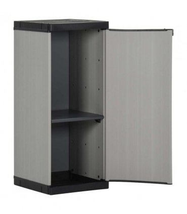 vidaXL Garden Storage Cabinet | Grey and Black | PVC and Polypropylene | Compact