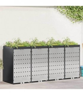 vidaXL Wheelie Bin Storage for 4 Bins Anthracite 272 x 77.5 x 121.5 cm