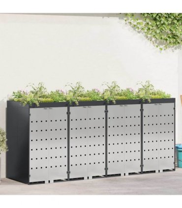 vidaXL Wheelie Bin Storage for 4 Bins Anthracite 272 x 77.5 x 121.5 cm