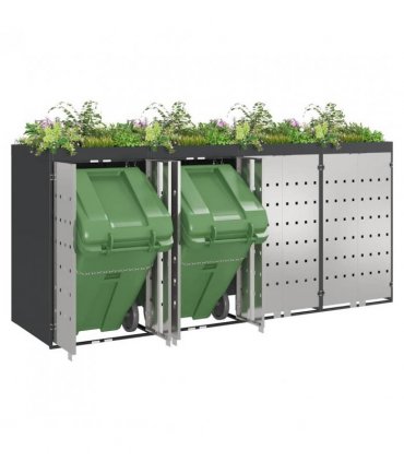 vidaXL Wheelie Bin Storage for 4 Bins Anthracite 272 x 77.5 x 121.5 cm