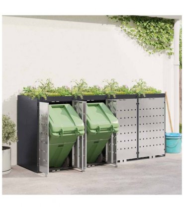 vidaXL Wheelie Bin Storage for 4 Bins Anthracite 272 x 77.5 x 121.5 cm