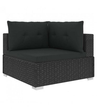 vidaXL Garden Sofa | Black | PE Rattan, Powder-Coated Steel | 6 Piece Set