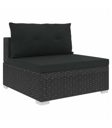vidaXL Garden Sofa | Black | PE Rattan, Powder-Coated Steel | 6 Piece Set