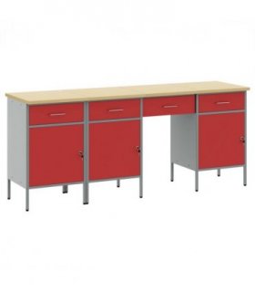 vidaXL Work Cabinet with Drawer 4 pcs Red Engineered Wood and Steel