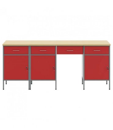 vidaXL Work Cabinet with Drawer 4 pcs Red Engineered Wood and Steel