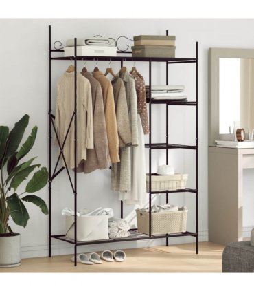 vidaXL Open Wardrobe with Shelf Black 104.5 x 45 x 172 cm Steel