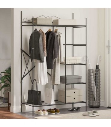 vidaXL Open Wardrobe with Shelf Black 104.5 x 45 x 172 cm Steel