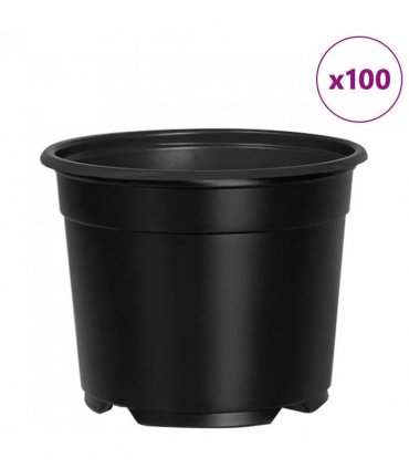 vidaXL Round Flower Pot 100 pcs Black Ø 10 x 8 cm Plastic